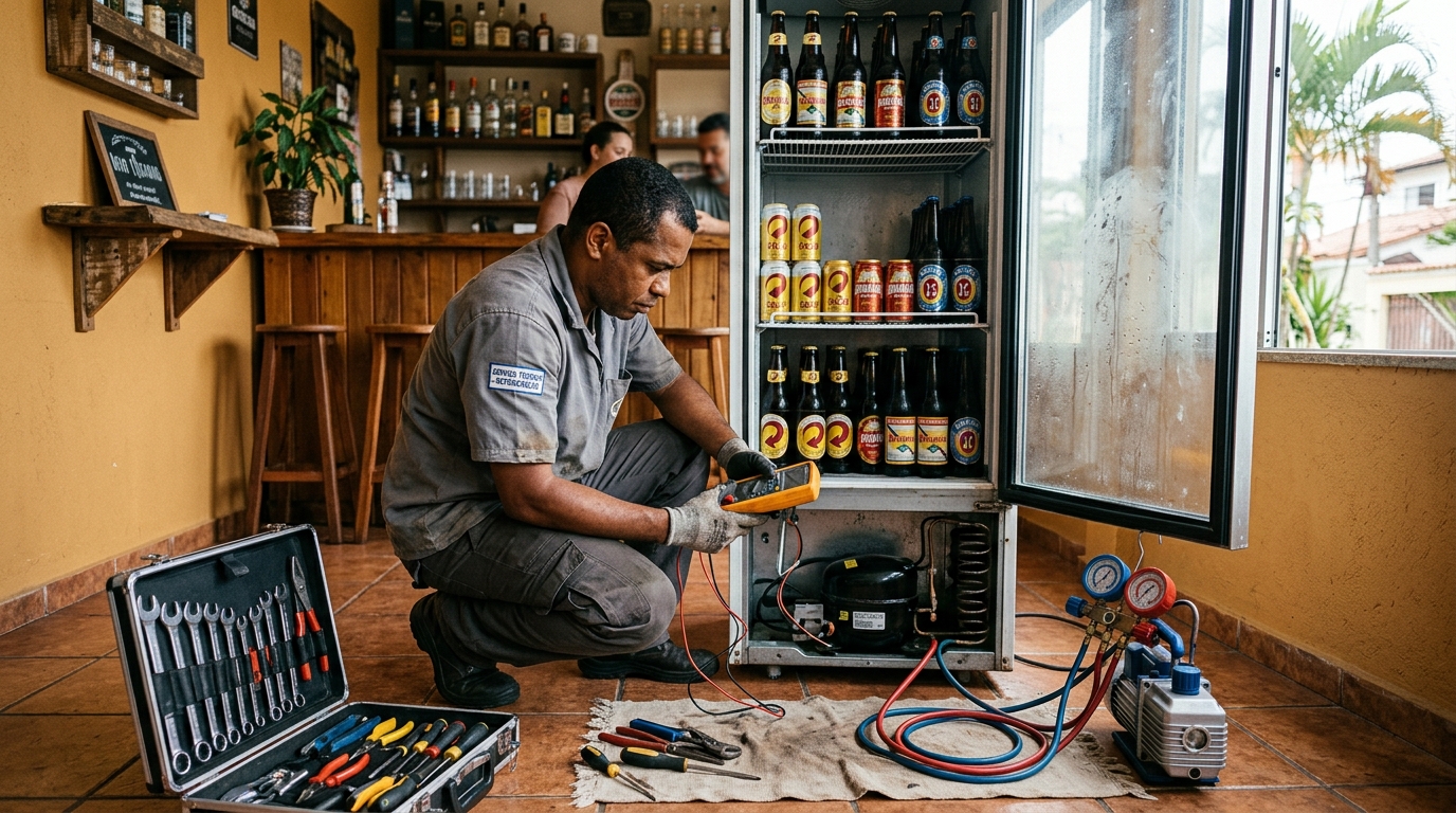 Substituição do termostato de uma cervejeira em Guarulhos‑SP